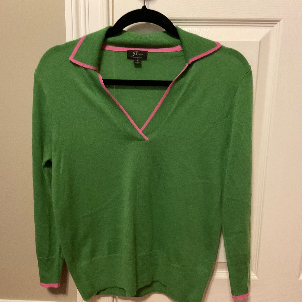 Cute JCrew cashmere johnny collar sweater size small